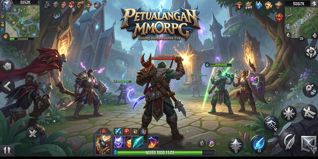 Tampilan gameplay 555ZK yang memukau dalam petualangan MMORPG.