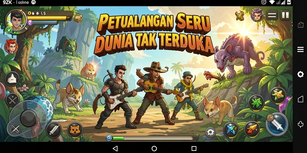 Screenshot gameplay 9ZK menampilkan petualangan mendebarkan.