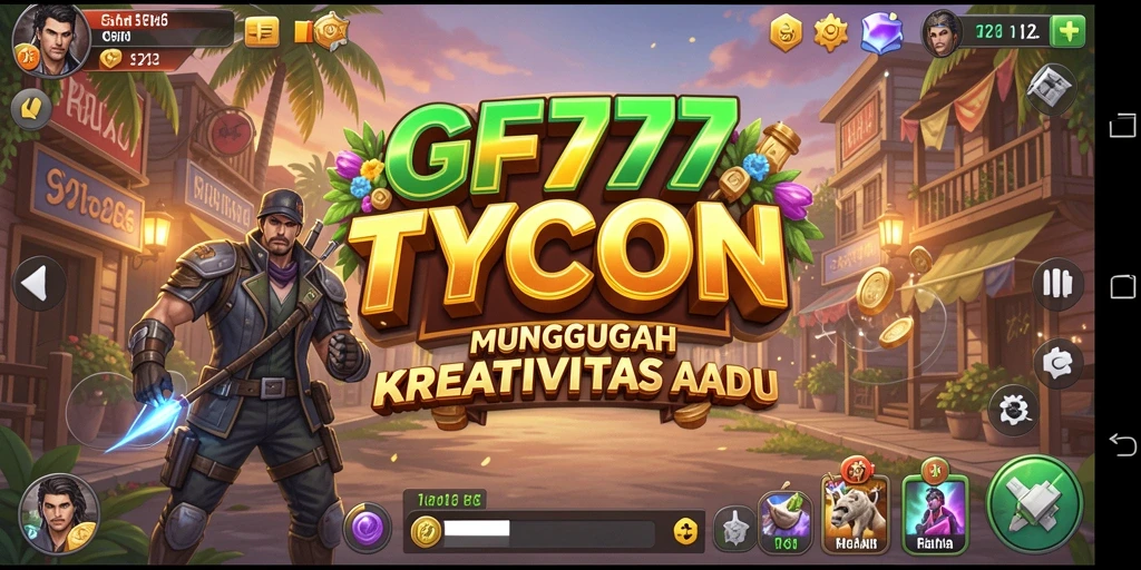 Screenshot utama GF777 menampilkan momen seru dalam gameplay Tycoon.
