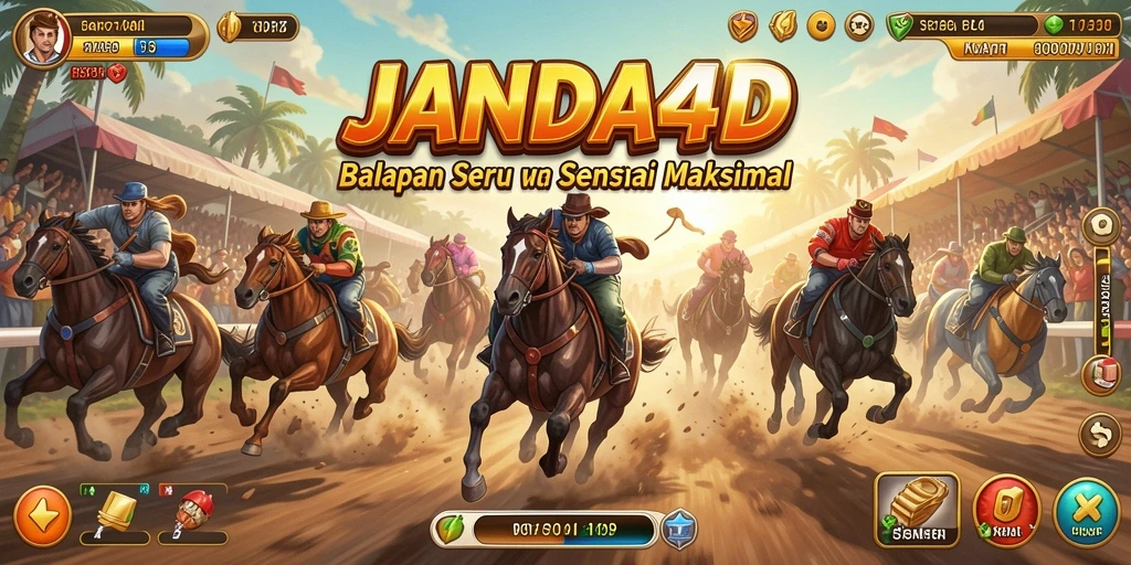 Screenshot gameplay JANDA4D menampilkan balapan yang mendebarkan.