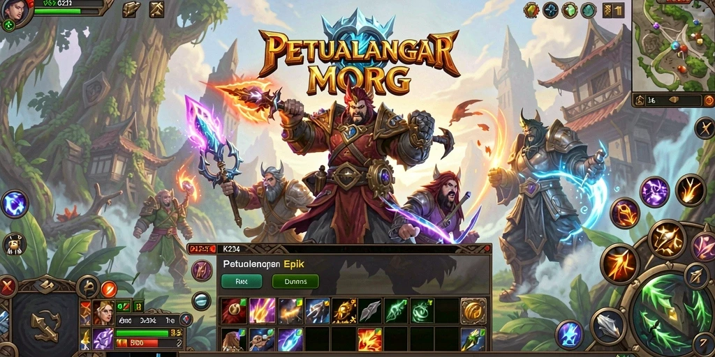 Screenshot K234 menunjukkan karakter dengan latar belakang dunia MMORPG yang menakjubkan.