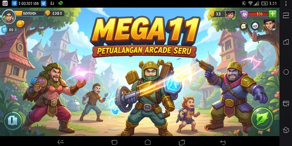 Tampilan gameplay seru MEGA111 dengan rintangan menarik di setiap level.