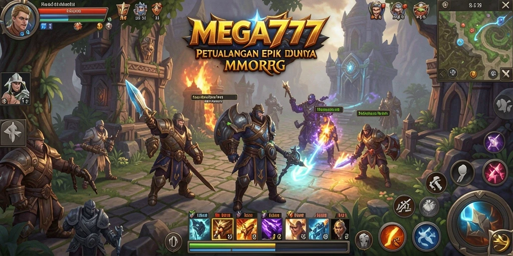 Tampilan gameplay epik dari MEGA777 dalam dunia MMORPG.
