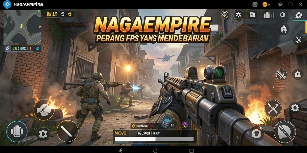 Screenshot dari gameplay seru di NAGAEMPIRE dengan pertempuran FPS intens.