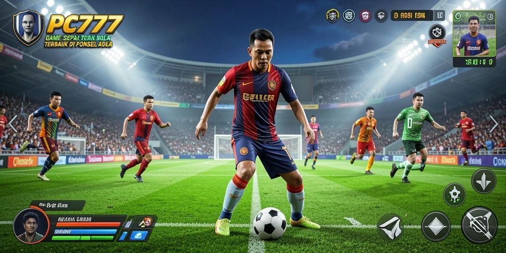 Tampilan gameplay menarik PC777 dalam aksi sepak bola yang menegangkan.