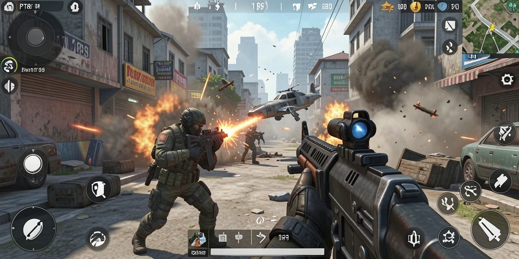 Tampilan gameplay seru di PT89 dengan aksi tembak-menembak.