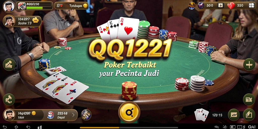 Tampilan gameplay seru dalam QQ1221 yang menampilkan aksi Poker.