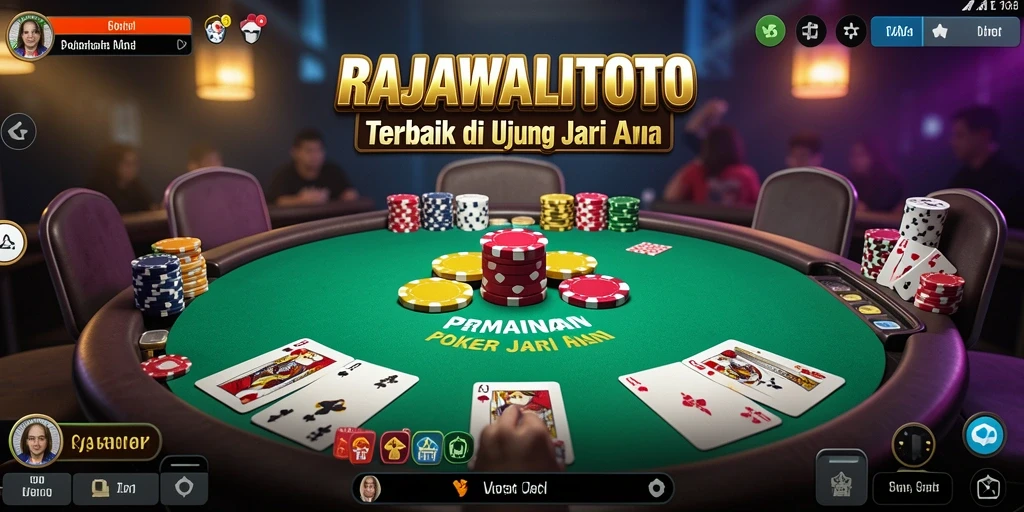 Screenshot gameplay RAJAWALITOTO menampilkan suasana poker yang mendebarkan.