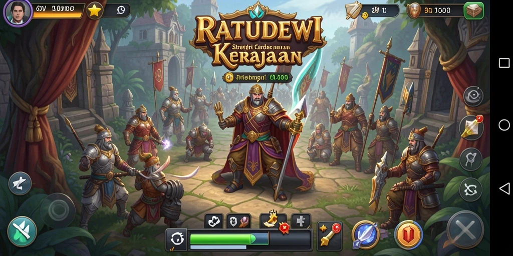 Screenshot gameplay menampilkan pertempuran strategis di RATUDEWI.