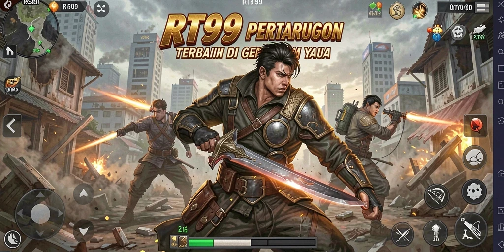 Tangkapan layar RT99 menampilkan aksi pertarungan yang intens dan grafis yang memukau.