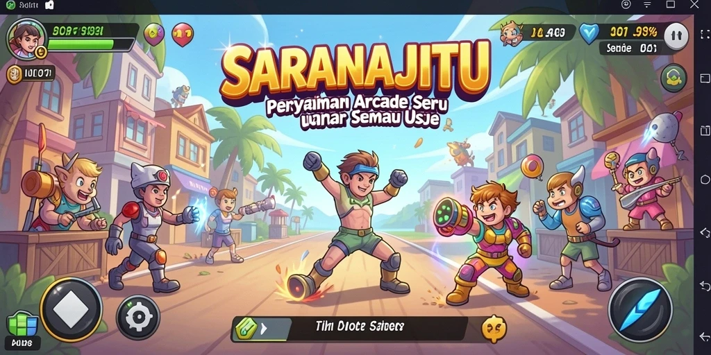Tangkapan layar SARANAJITU menampilkan aksi seru dan grafik menarik dalam gameplay Arcade.