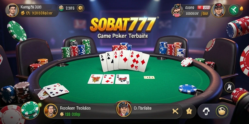 Tampilan gameplay seru di SOBAT777 yang menampilkan suasana Poker.