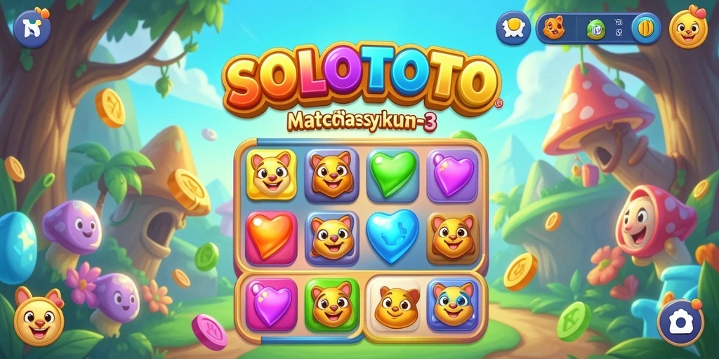 Tampilan menarik dari gameplay Match-3 SOLOTOTO.