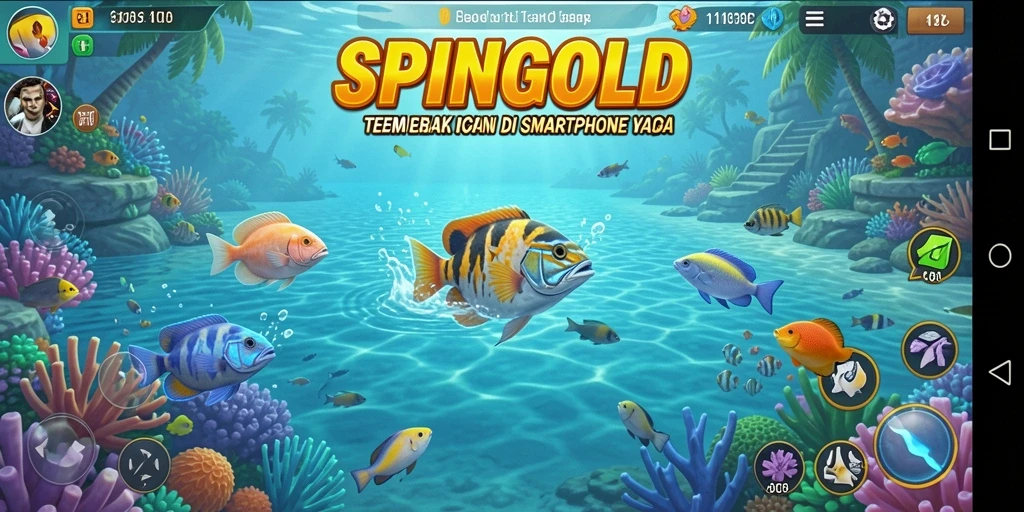 Tampilan gameplay seru SPINGOLD saat menembak ikan.